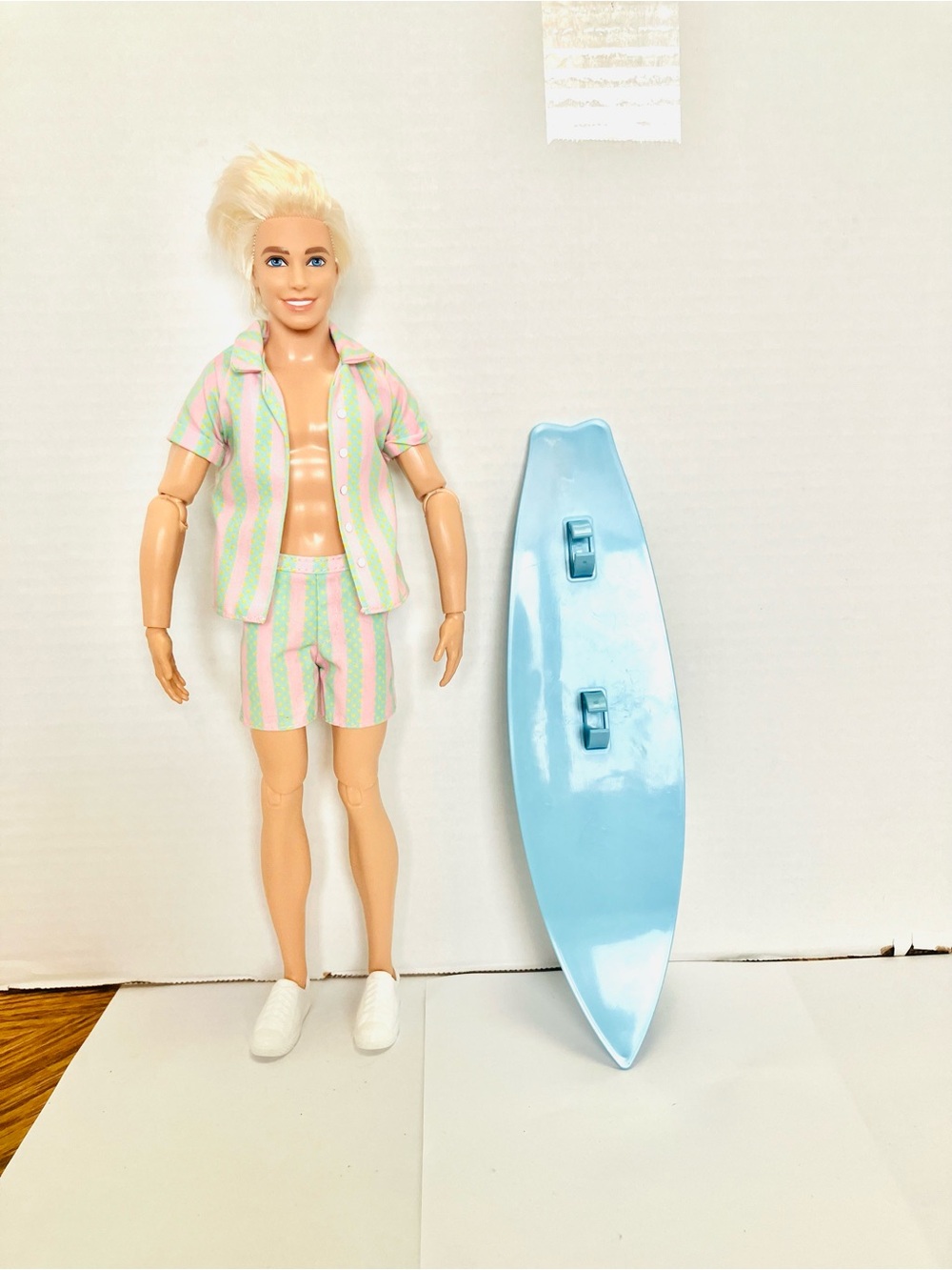 Barbie Movie 2022 Ken Surfer Fashion Doll With Board Shoes Pink Green Outfit